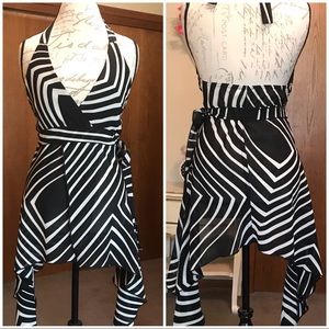 Black and white halter top.